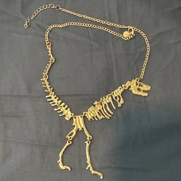 Gold Dinosaur Skeleton Necklace - Picture 1 of 1